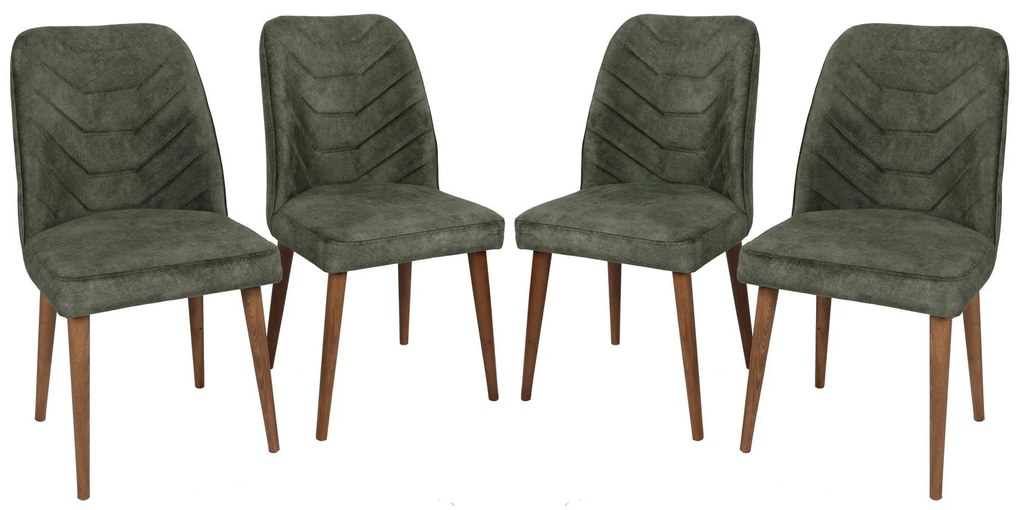 Súprava 4 ks jedálenských stoličiek Dallas olivovo zelená/orech