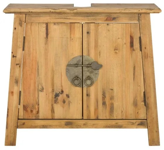 furniture-nabytek.cz - Masívna umývadlová skrinka Rangoon z recyklovanej borovice, lakovaná, hnedá – 70×32×61 cm