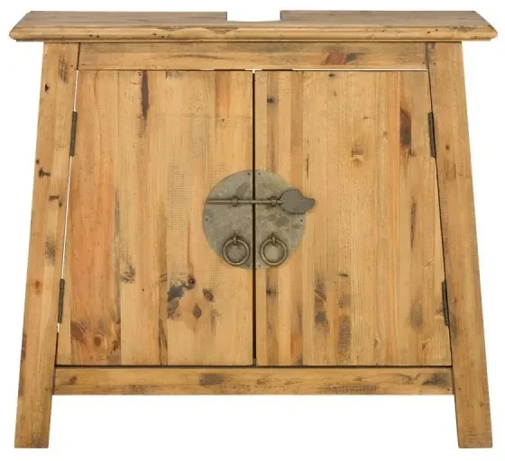 furniture-nabytek.cz - Masívna umývadlová skrinka Rangoon z recyklovanej borovice, lakovaná, hnedá – 70×32×61 cm