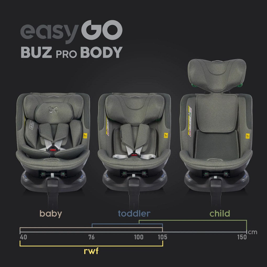 Súprava autosedačky EasyGo Buz Xtd Pro a Buz Pro Body 2 v 1 Greener