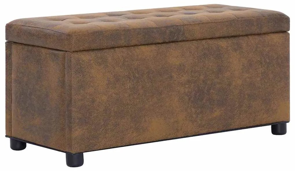 vidaXL Taburetka s úložným priestorom 87,5 cm, hnedá, umelý semiš
