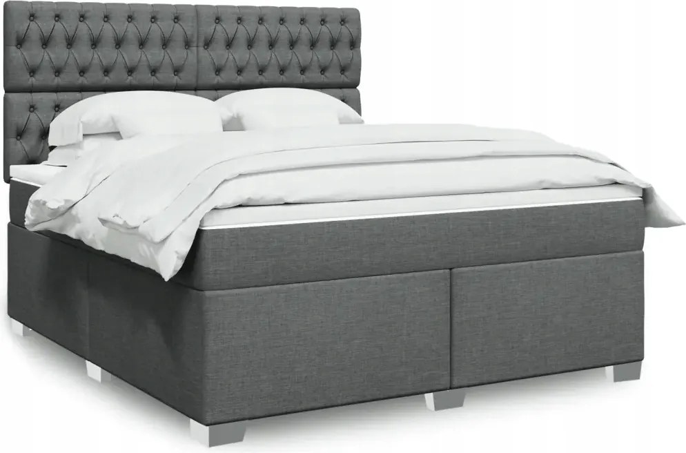 vidaXL Boxspring posteľ s matracom tmavosivá 180x200 cm látka
