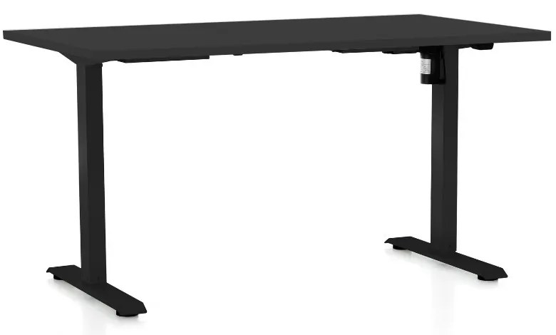 Výškovo nastaviteľný stôl OfficeTech A, 120 x 80 cm, čierna podnož, čierna