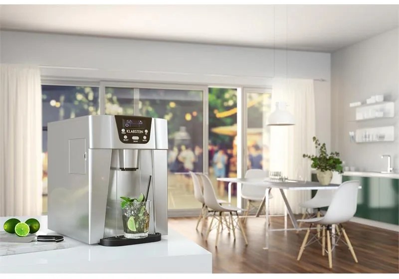 Klarstein Ice Volcano 2 GS, výrobník ľadu, 13 kg/24 h, zariadenie na výrobu ľadu, LED, strieborný