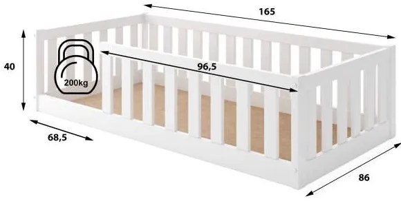 Detská posteľ BELLA SIMA 160x80 Montessori z masívu – biela