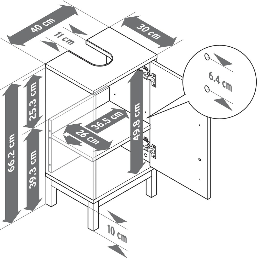Malá skrinka pod umývadlo »Eklund«, antracitová