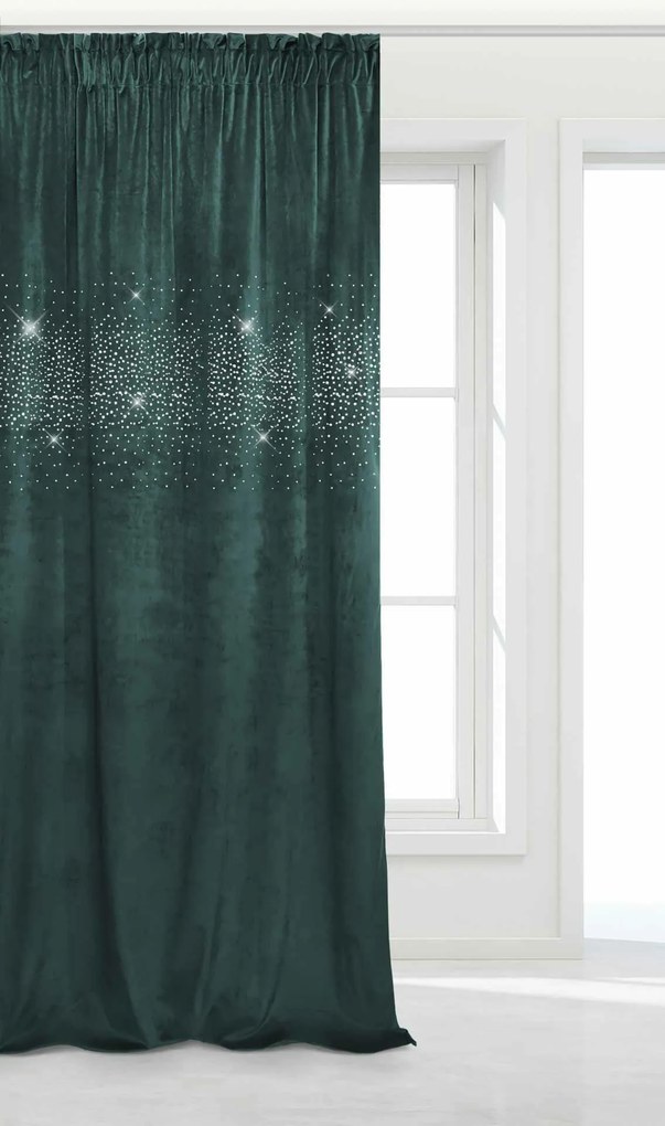 Záves na riasiacej páske SHINY tyrkysový 140x270 cm