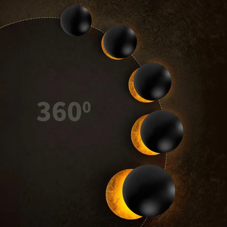 Toolight Toolight, LED nástenné svietidlo APP1433-W, čierna matná-zlatá, OSW-07985