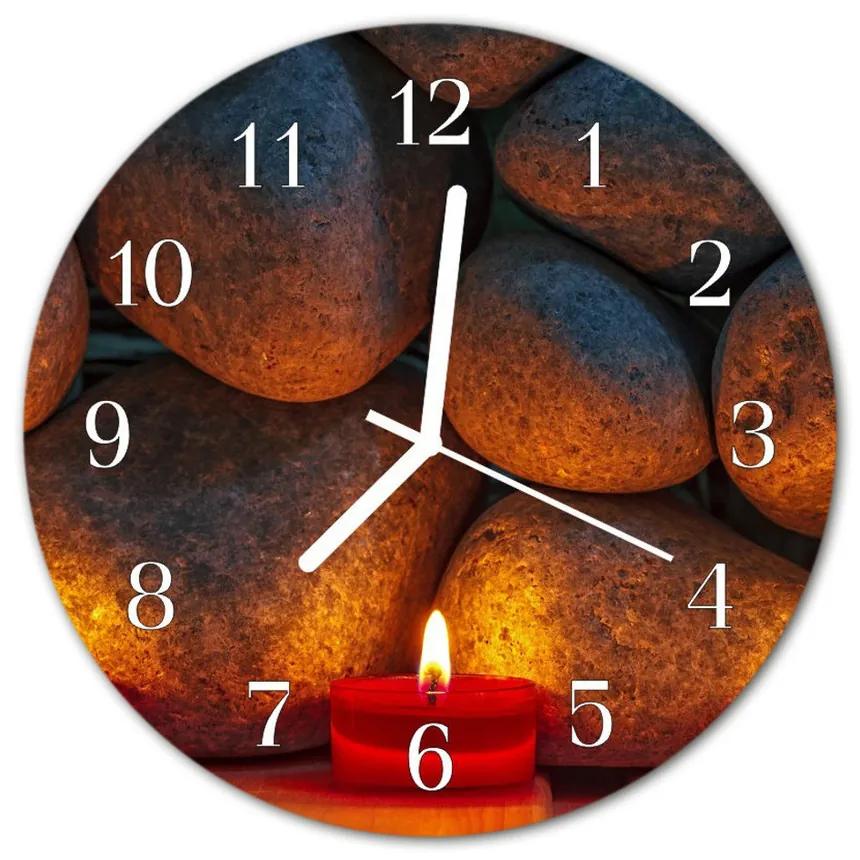 Nástenné sklenené hodiny Kamene fi 30 cm