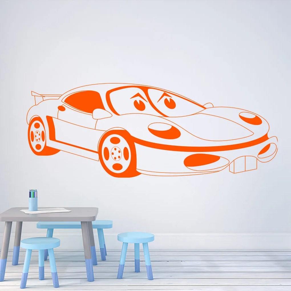 Veselá Stena Samolepka Detské autíčko Porsche Farba: fialová, Veľkosť: 80 x 37 cm