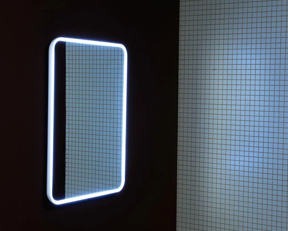 Sapho Sapho, FLOAT LED podsvietené zaoblené zrkadlo v ráme 600x800mm, biela, 22572