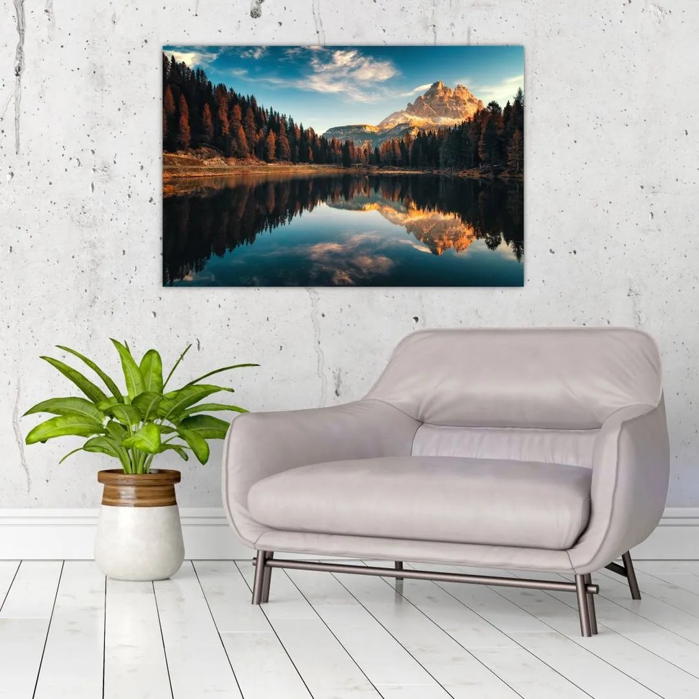 Obraz - Alpy, Taliansko, Dolomity, Lago Antorno (90x60 cm)