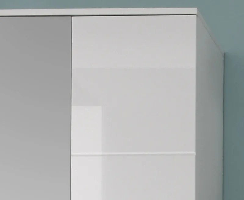 Skriňa so zrkadlom Spice, lesklá biela