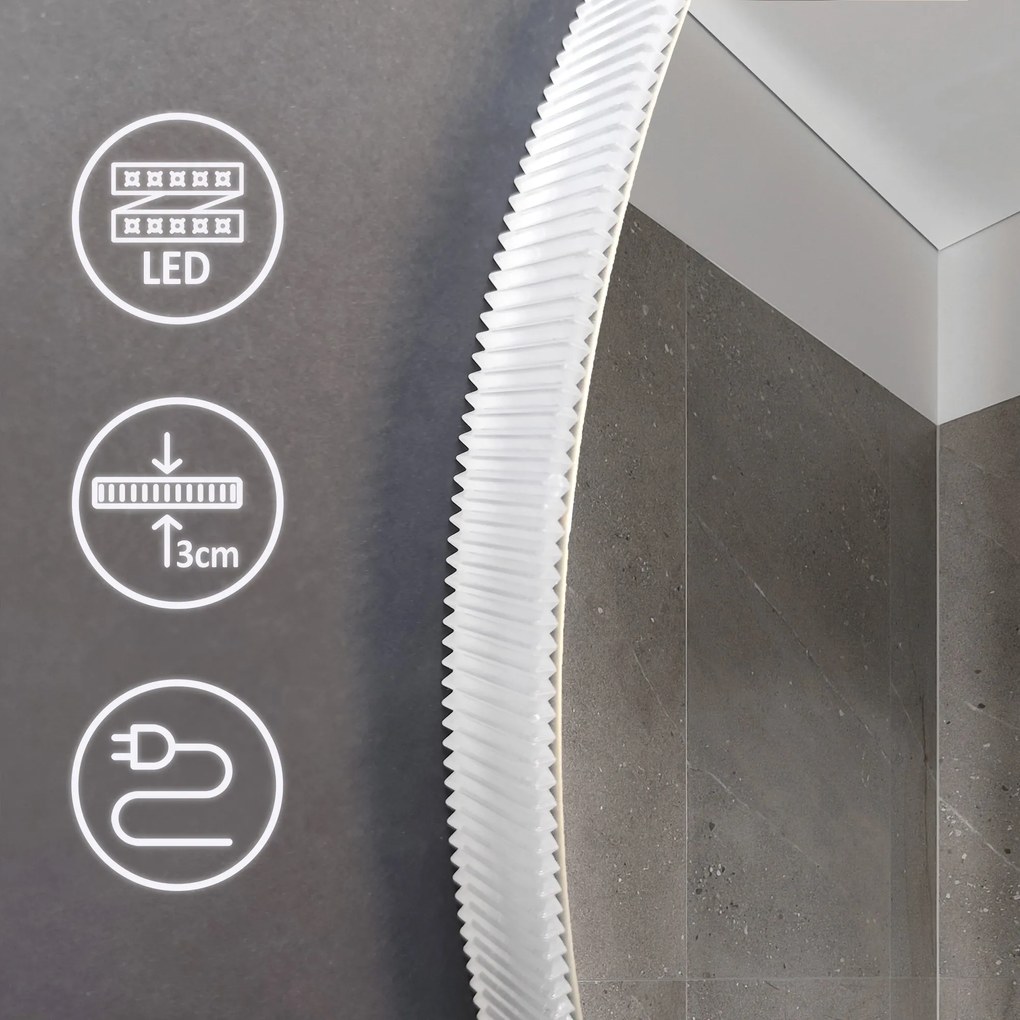Kulaté dotykové zrcadlo s LED osvětlením Bluetooth ROUND 60 cm