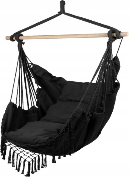 Brazílske hojdacie kreslo so strapcami 20937 - Hamak šedé