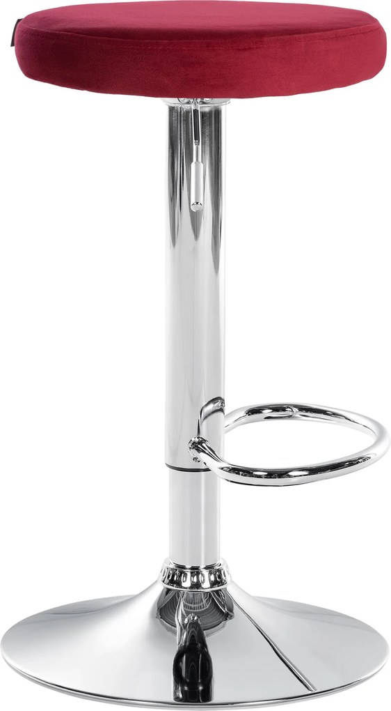 Barová stolička Ponte - zamat, chróm rám - Červená