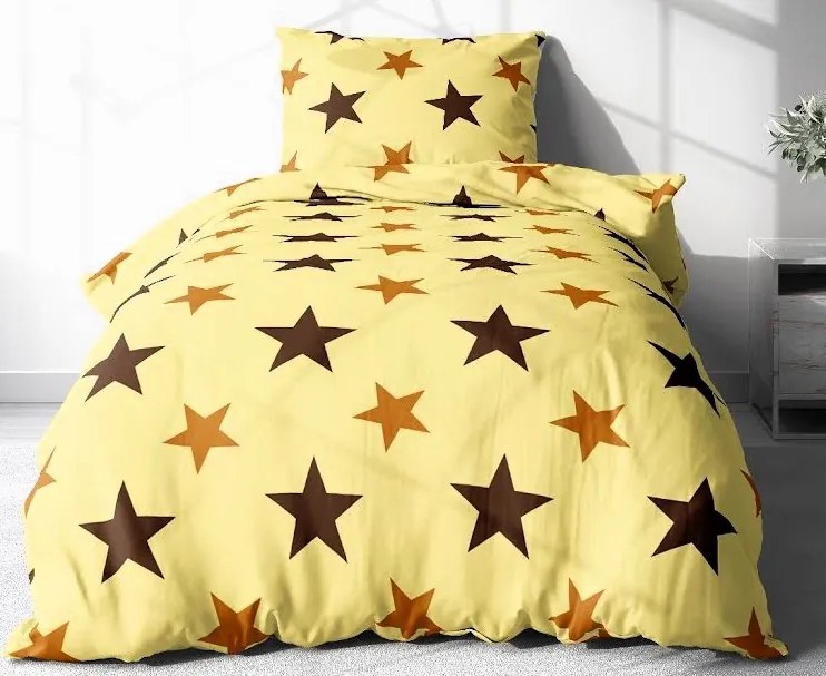 Obliečky Hviezdičky žlté fialová Bavlna 70×90 140x200 cm