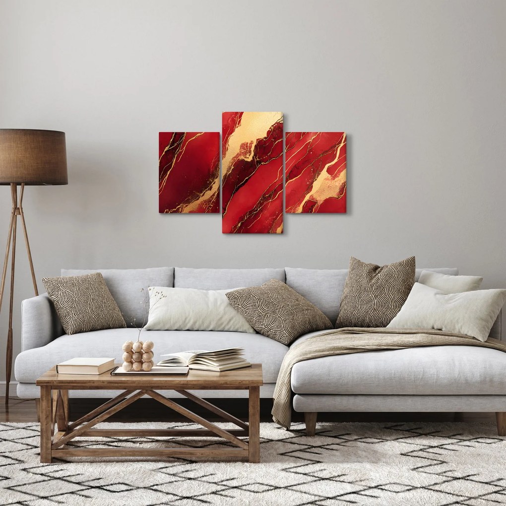 Obraz - Červeno-zlatý mramor (90x60 cm)