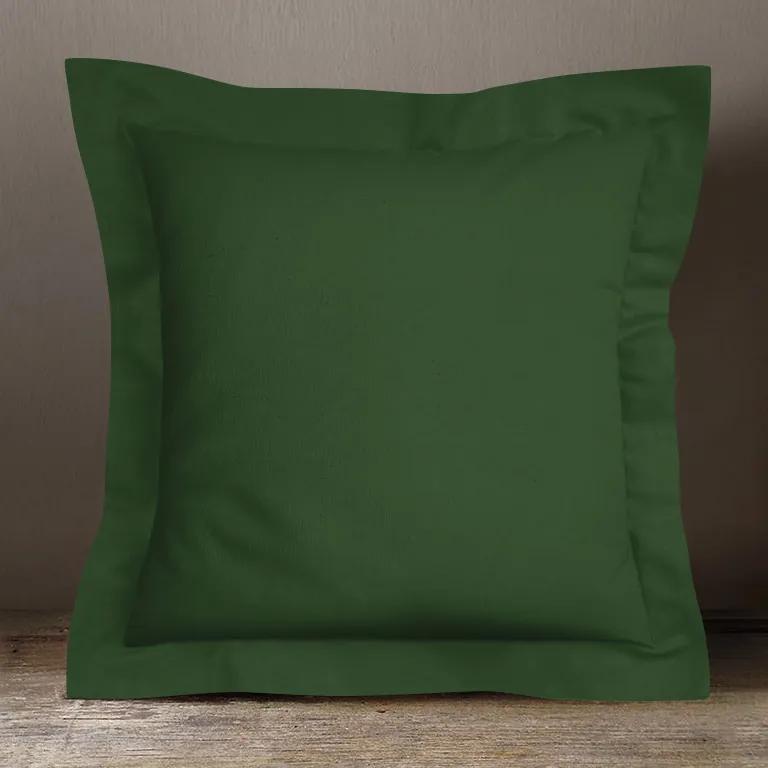 Goldea bavlnená obliečka na vankúš s ozdobným lemom - tmavo zelená 30 x 50 cm