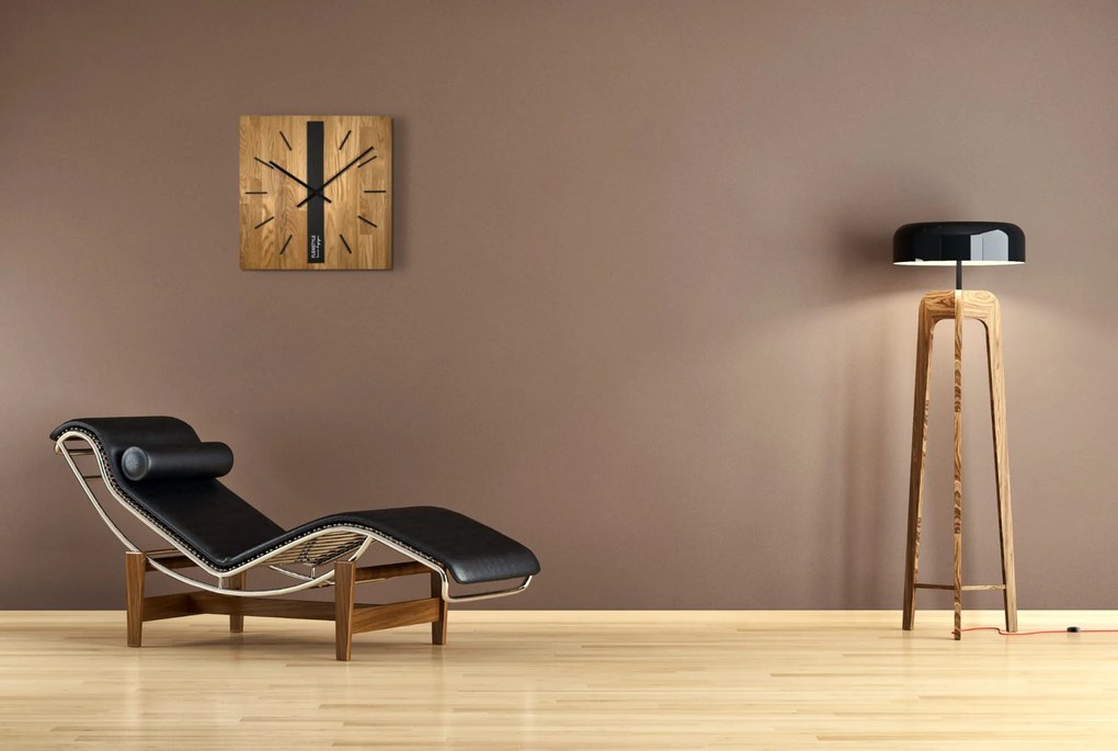 Dekorstudio Elegantné drevené hodiny DUB klasik SQ 50cm - čierne