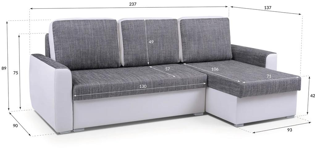 Rohová sedačka Primo (svetlosivá + biela) (L). Vlastná spoľahlivá doprava až k Vám domov. 630096