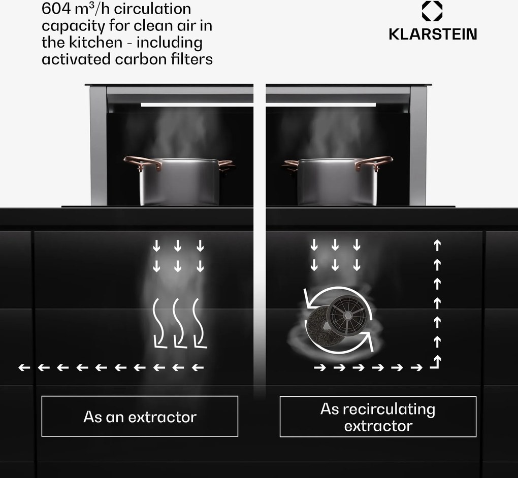 Klarstein Royal Flush Eco 75 digestor 75 cm 714 m³/h EEK A++ vrátane filtrov s aktívnym uhlím