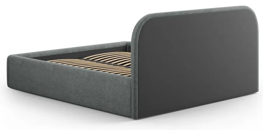 Tmavosivá čalúnená dvojlôžková posteľ s úložným priestorom s roštom 160x200 cm Juno – Windsor & Co Sofas
