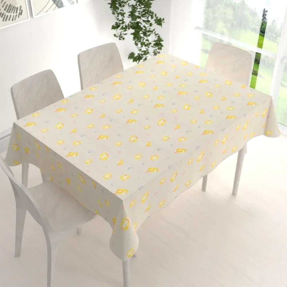 Biante Veľkonočný teflónový obdĺžnikový obrus TF-074 Kuriatka a kraslice na béžovom 140x220 cm