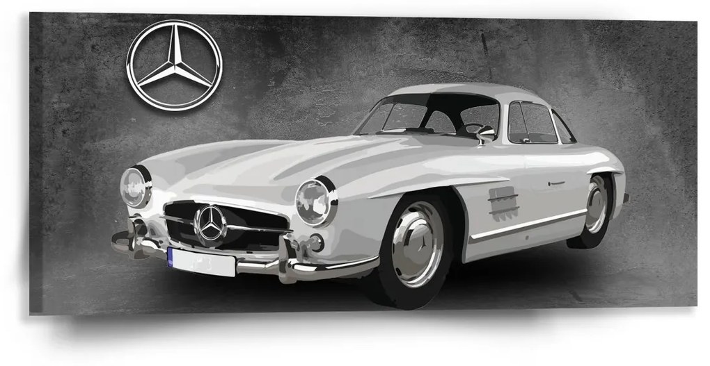 Sablio Obraz Mercedes-Benz 300 SL Sivé pozadie - 110x50 cm