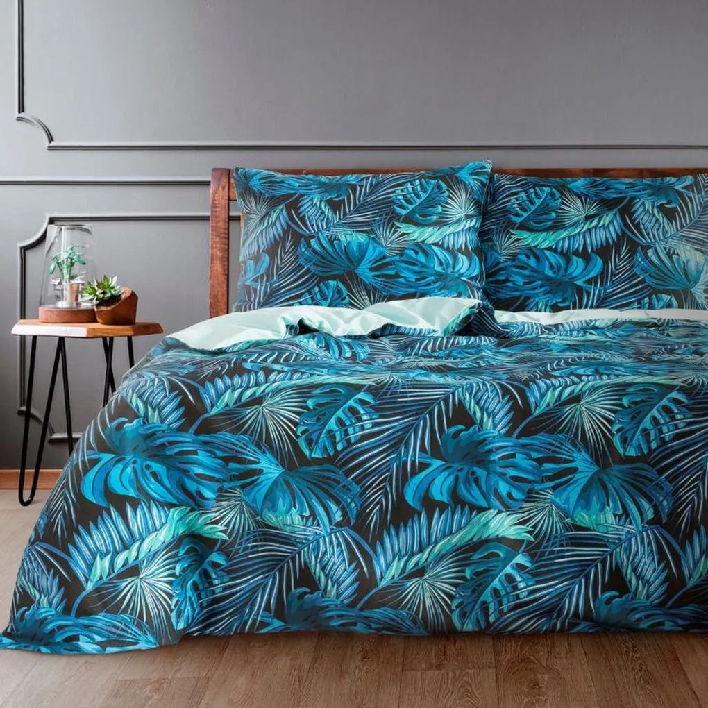 DomTextilu Luxusné saténové obliečky s modrým exotickým motívom 70x80 cm 27923-153816