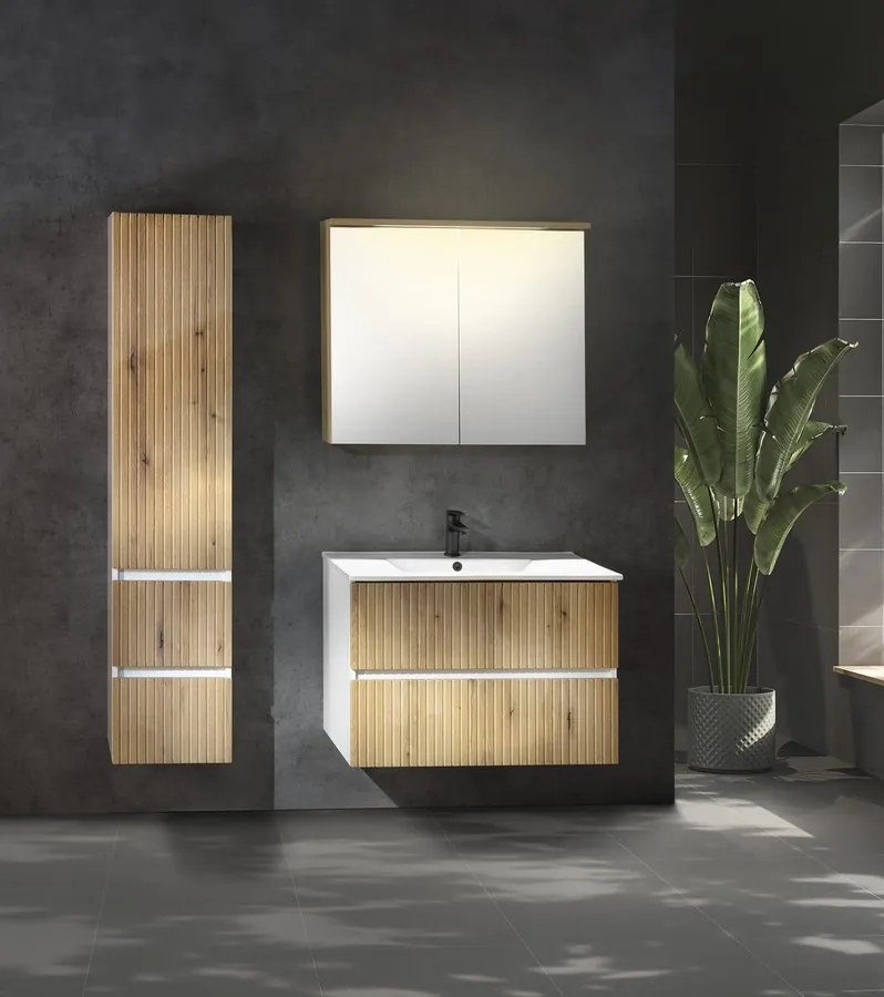 Aqualine Aqualine, PANEDA STRIP umývadlová skrinka 119x55x45,2cm, dub emporio, PN312
