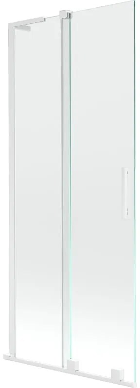 Mexen Velar L, 2-krídlová posuvná vaňová zástena 80 x 150 cm, 8mm číre sklo, biely profil, 896-080-003-01-20