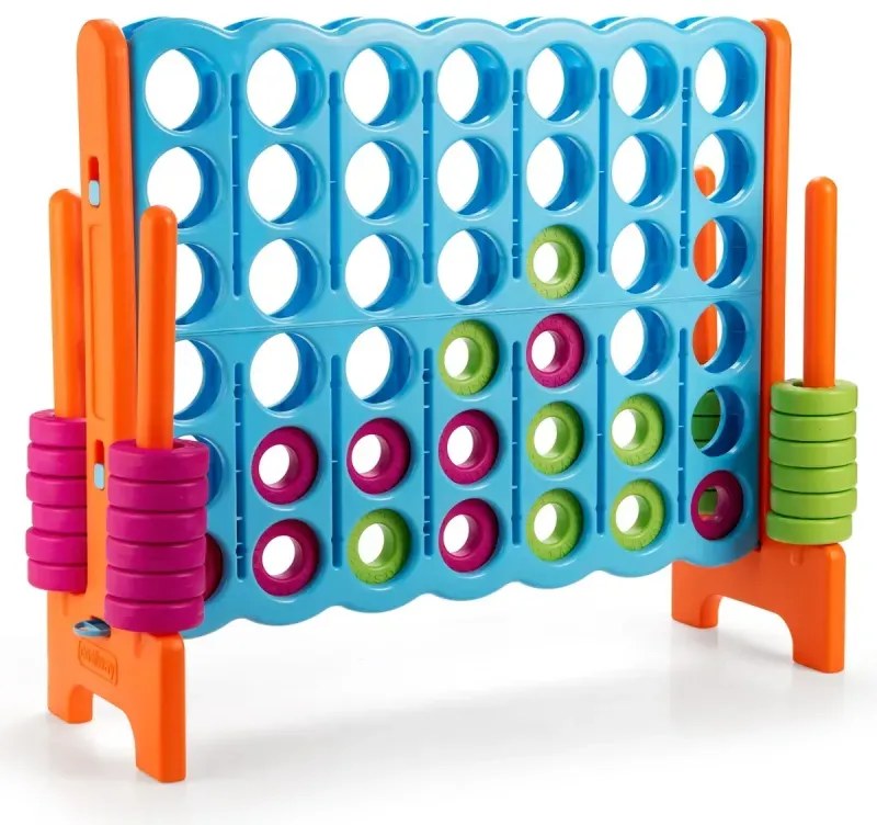Match Four Game Štyri v rade so 42 Jumbo krúžkami 120 x 42 x 104 cm Modrá + oranžová