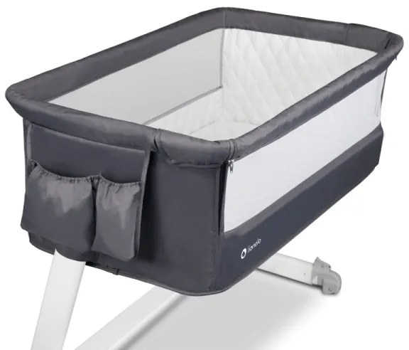 Lionelo - Cestovná postieľka THEO tmavosivá