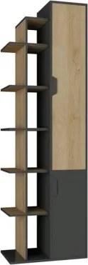 Vysoký regál s dverami Nemo, dub/grafit%