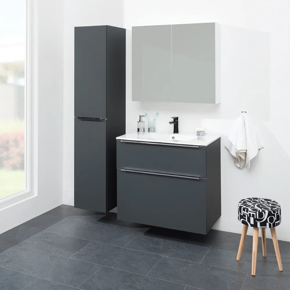 Mereo, Mereo Mailo, kúpeľňová skrinka 81 cm, chróm madlo, Multidecor, Biela Arctic, MER-CN591SBIAA