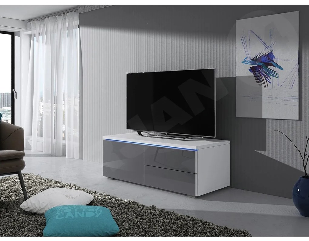 TV stolík Cleo XI L, Farby: biela / biely lesk