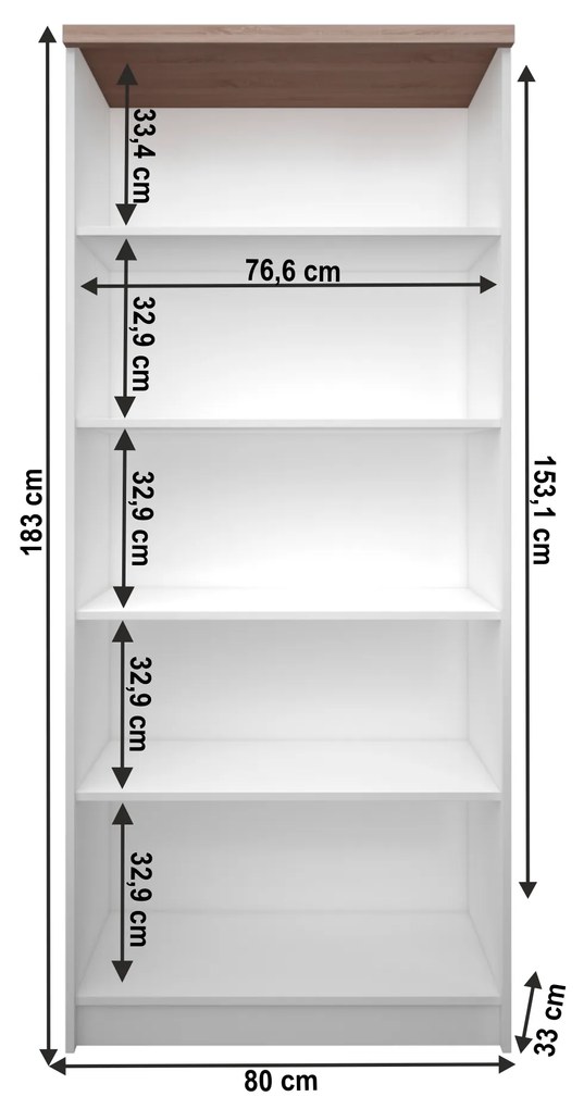 Kondela Vysoký regál, biela/dub sonoma, TOPTY TYP 06