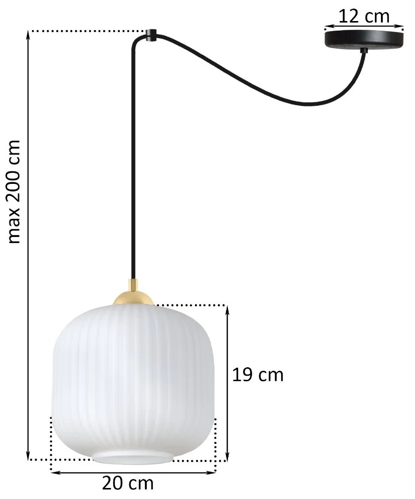 Závesné svietidlo Riffle Spider 2, 1x biele sklenené tienidlo, b/g