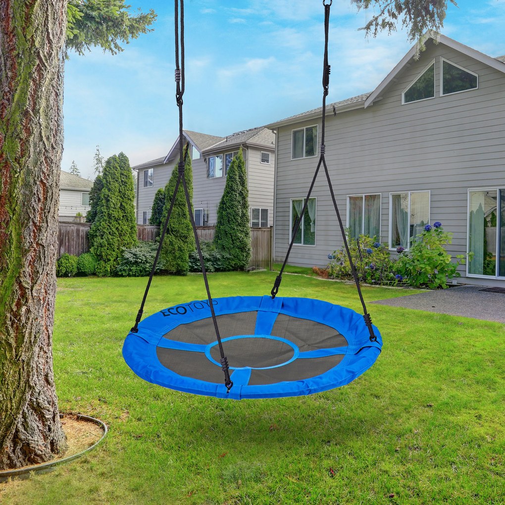 ECOTOYS Záhradná hojdačka – bocianie hniezdo 100 cm, nosnosť 150 kg, modrá, pre deti 3+