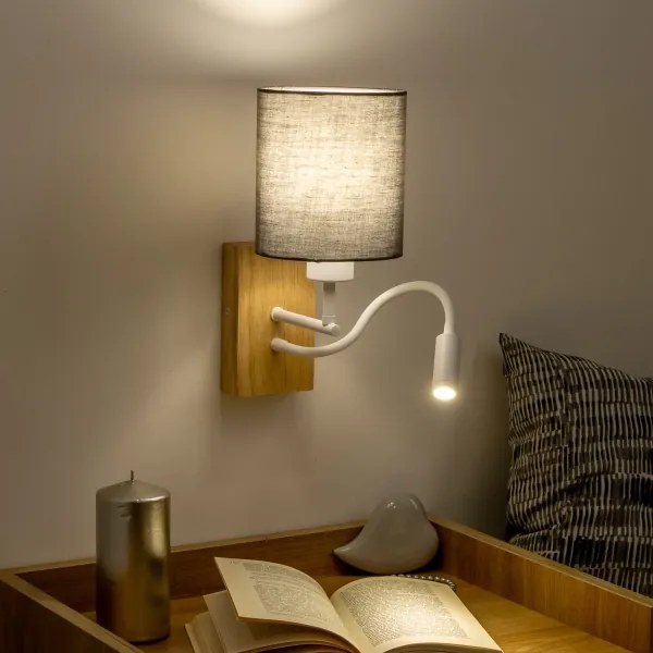 Brilagi - LED Nástenná lampa NUBILA WOOD 1xE27/25W/230V + LED/3W dub/antracit