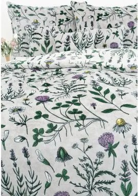 Obliečky mikroplyš Exclusive – Herbár svetlo sivý 140 × 200 cm, 70 x 90 cm
