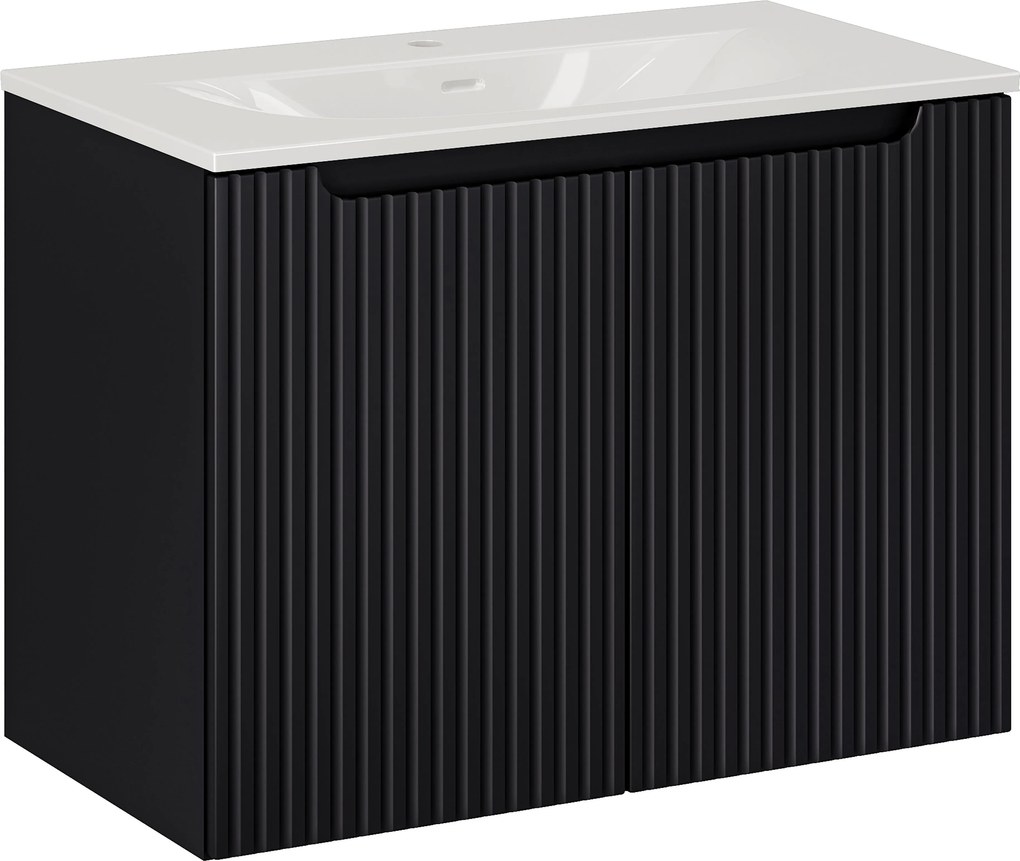 Comad Kúpeľňová skrinka s keramickým umývadlom Nova Black II 80 cm - čierna mat