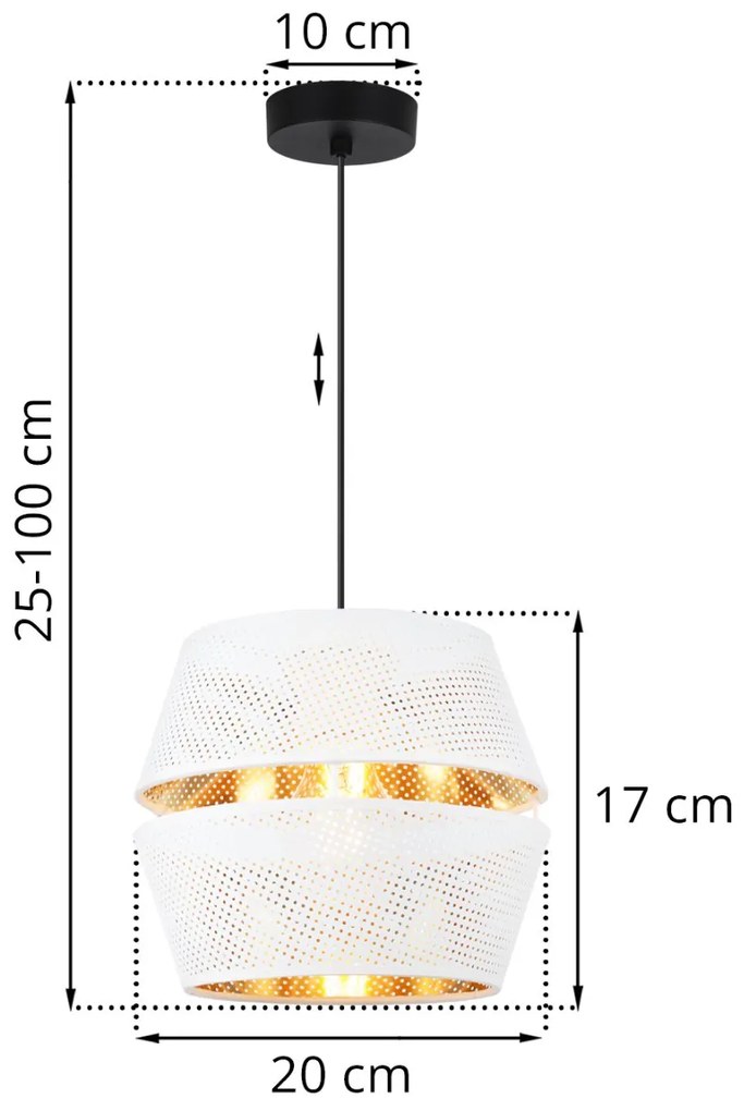 Závesné svietidlo Asti, 1x biele PVC tienidlo, g, b