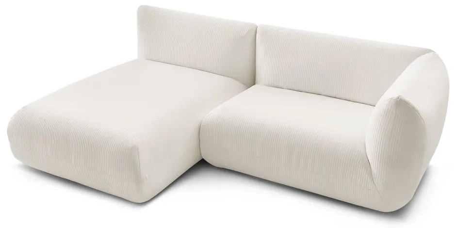 Biela menčestrová rohová pohovka (ľavý roh) Lecomte - Bobochic Paris