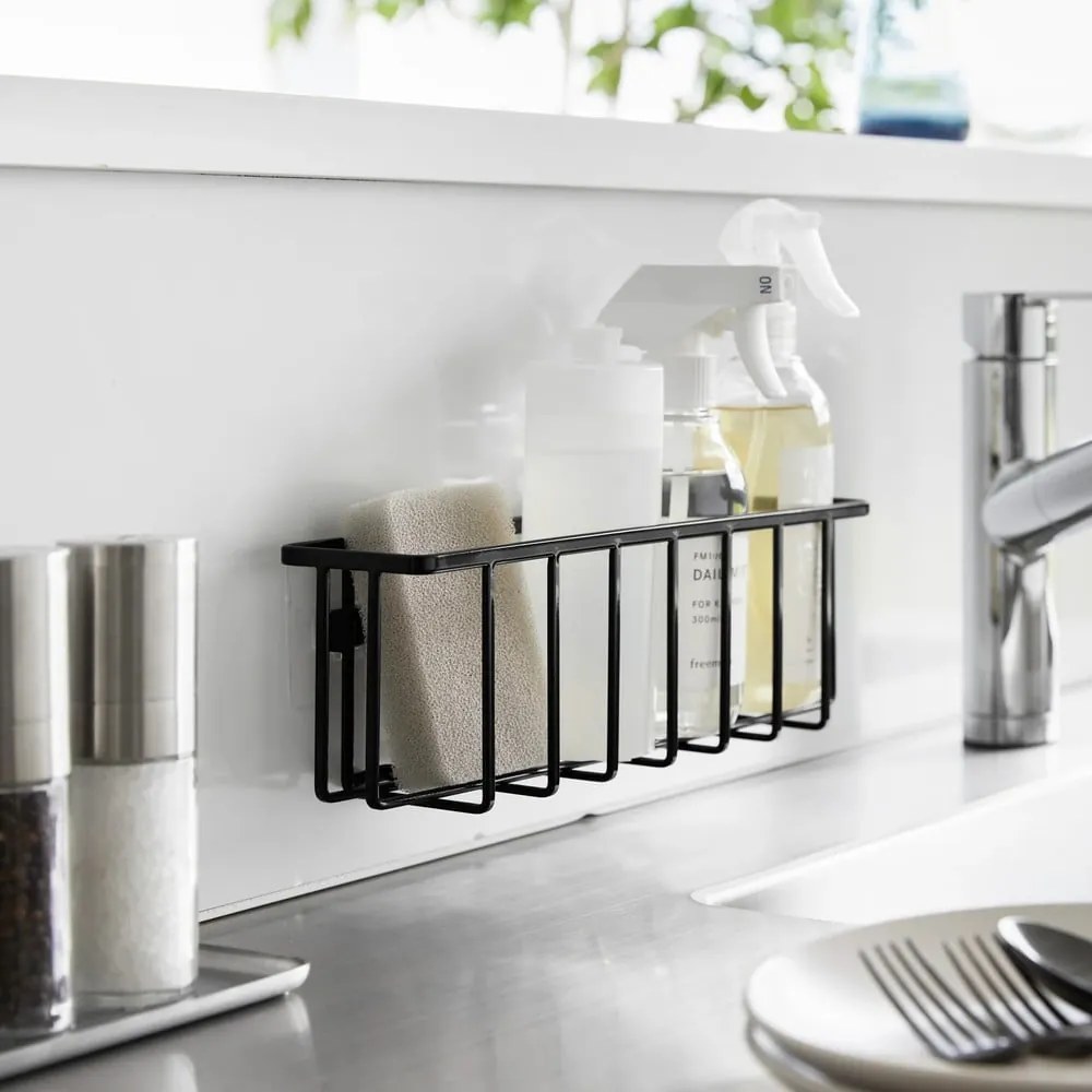 Čierny kovový stojan na umývacie prostriedky bez vŕtania Film Hook – YAMAZAKI