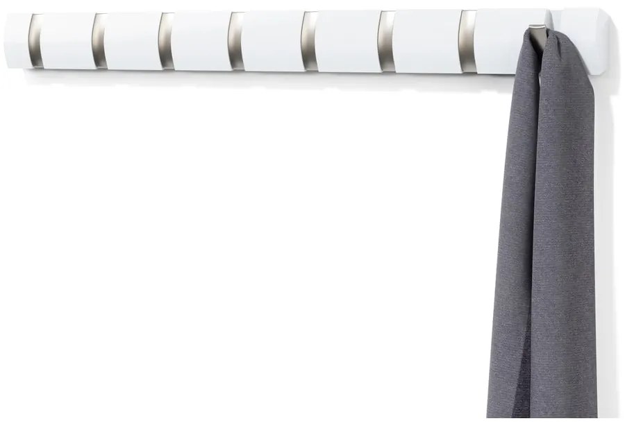 Biely nástenný vešiak z topoľového dreva Flip - Umbra