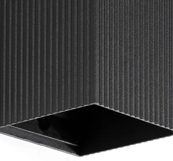 FARO 40535 - Nástenné svietidlo SOLE 1xGU10/8W/230V čierna vrúbkovaná hranatý