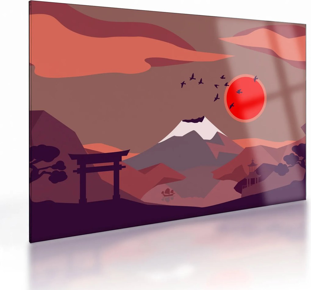 Sklenený obraz - Ilustrácie hory Fuji (70x50 cm)