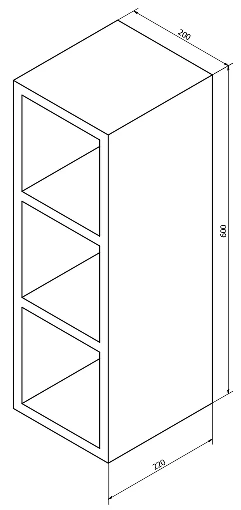 Sapho Sapho, ESPACE otvorená policová skrinka 20x60x22cm,biela (ESP140), ESC140-3030